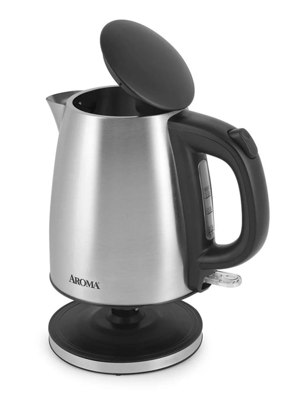 Aroma 1L Silver and Black Electric Kettle Model AWK-267SB